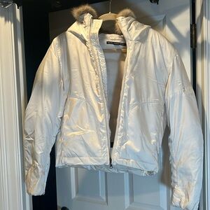 Ralph Lauren Sport white fleece lined puffer jacket with fur trim hood size M